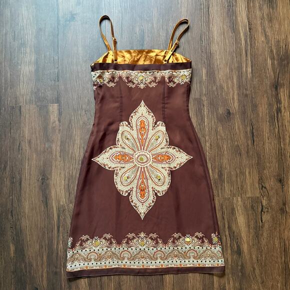 Lyndia Sequin Ornamental Cocktail Dress Brown Gold Size 4 - Picture 2 of 16